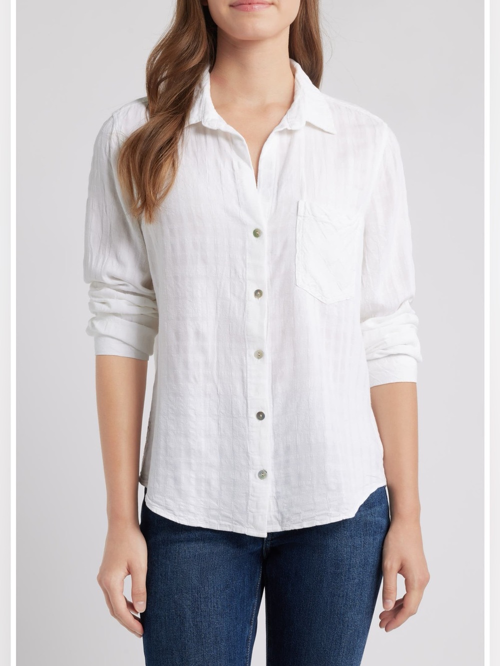 cloth & stone White Pucker Check Button-Down Shirt 💙NWT💙IN STORES💙